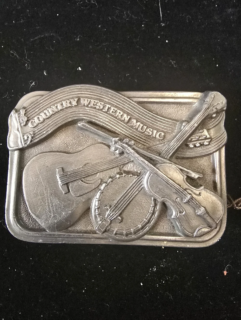 Country Western Music Heavy Brass Metal Belt Buckle